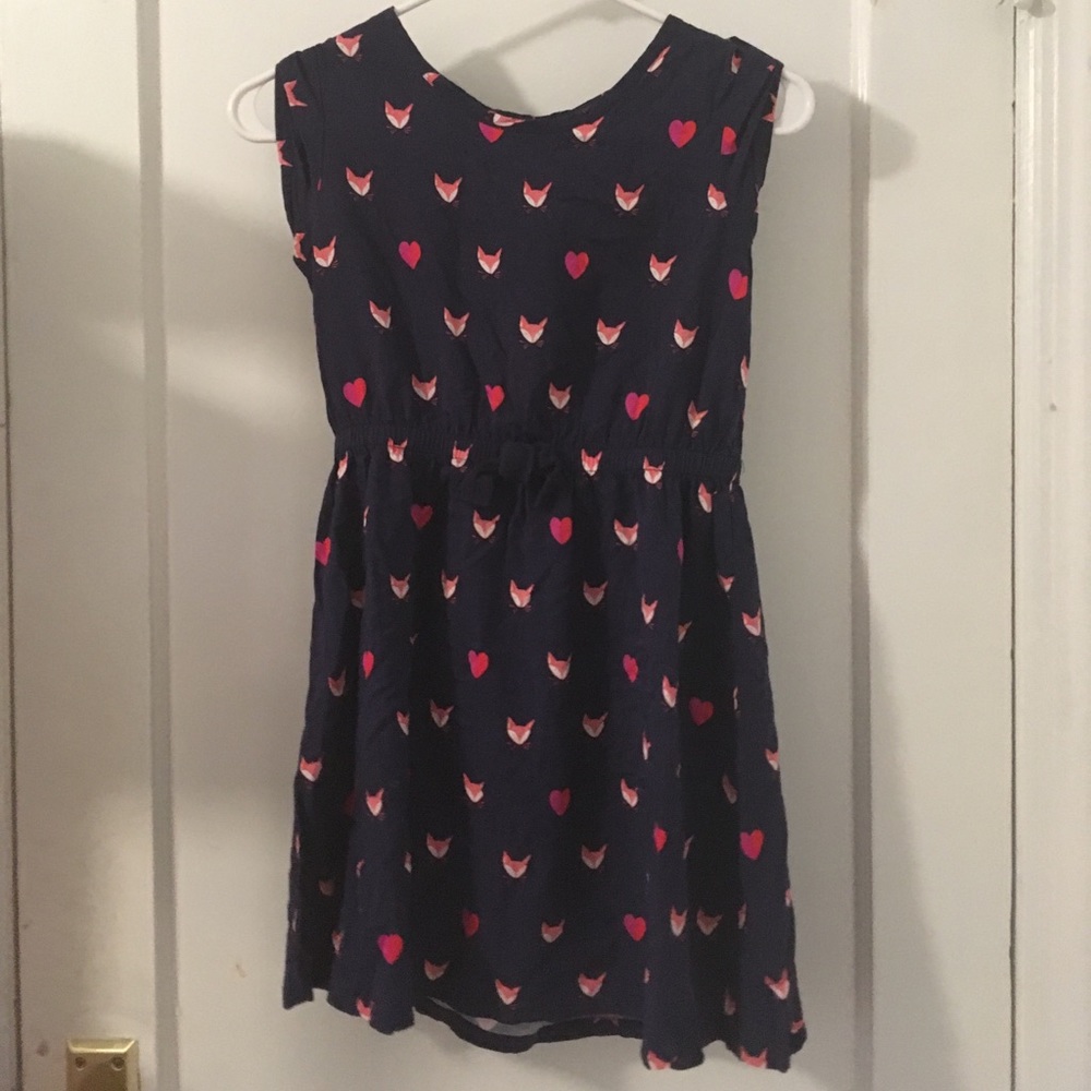 Fox and heart patterned navy dress
